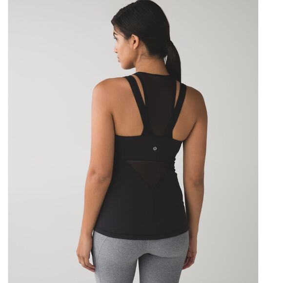 Lululemon Running In The City Black Shelf Bra Tank Top Size 2 - Picture 1 of 9